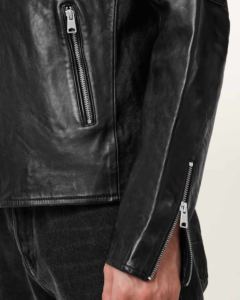 Cora Leather Snap Back Collar Jacket