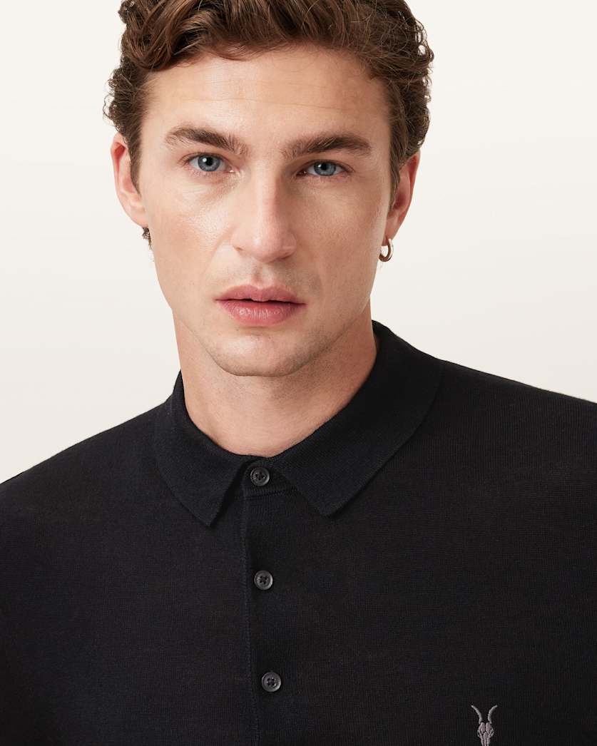 Mode Merino Long Sleeve Ramskull Polo Shirt