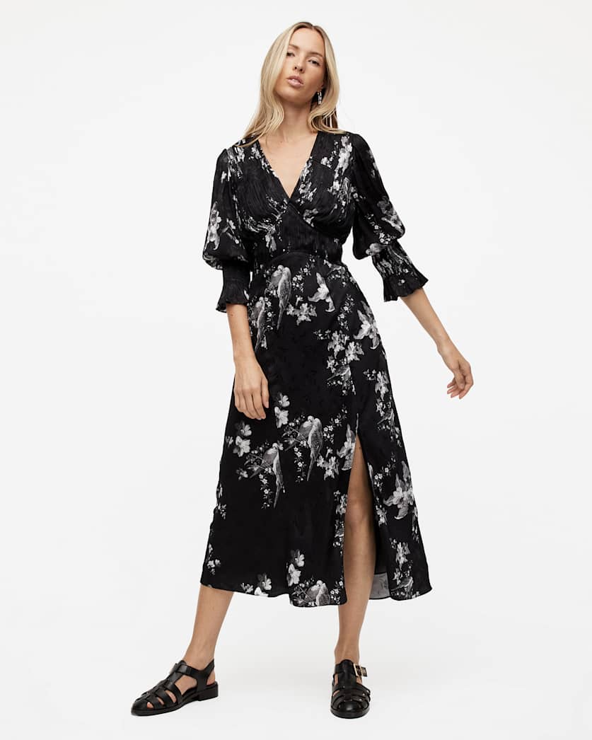 Ani Iona Jacquard V-Neck Midi Dress