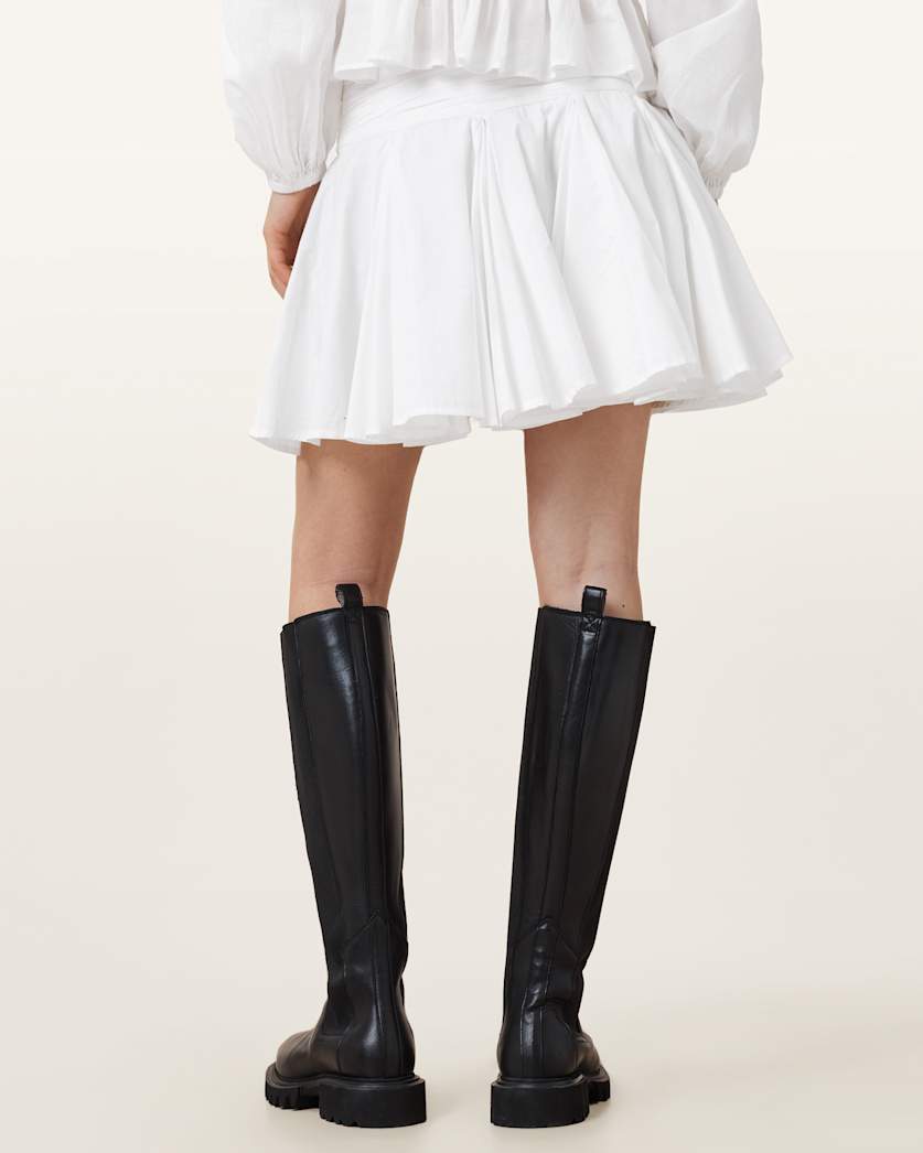 Tulip White Cotton Mini Skirt