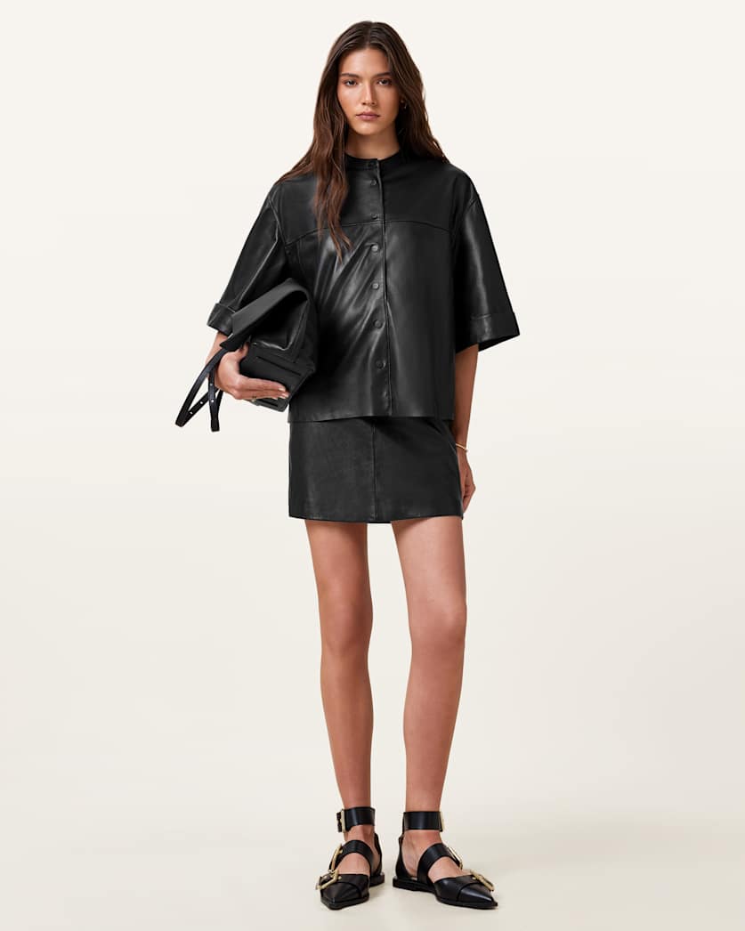 Renai Slim Fit Leather Mini Skirt