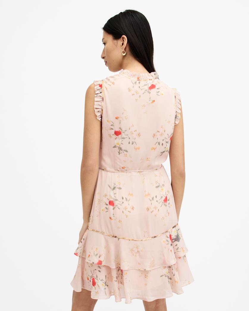 Ari Kora Floral Print Ruffle Mini Dress
