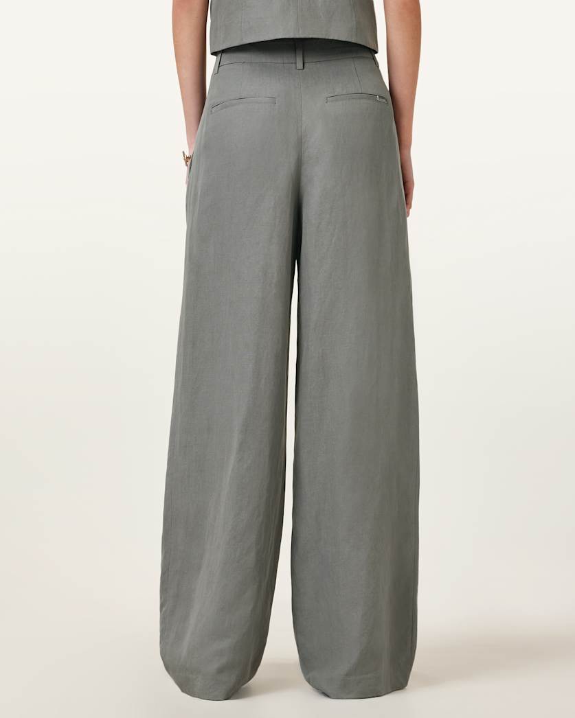 Averie Tencel Wide Leg Linen Blend Trousers