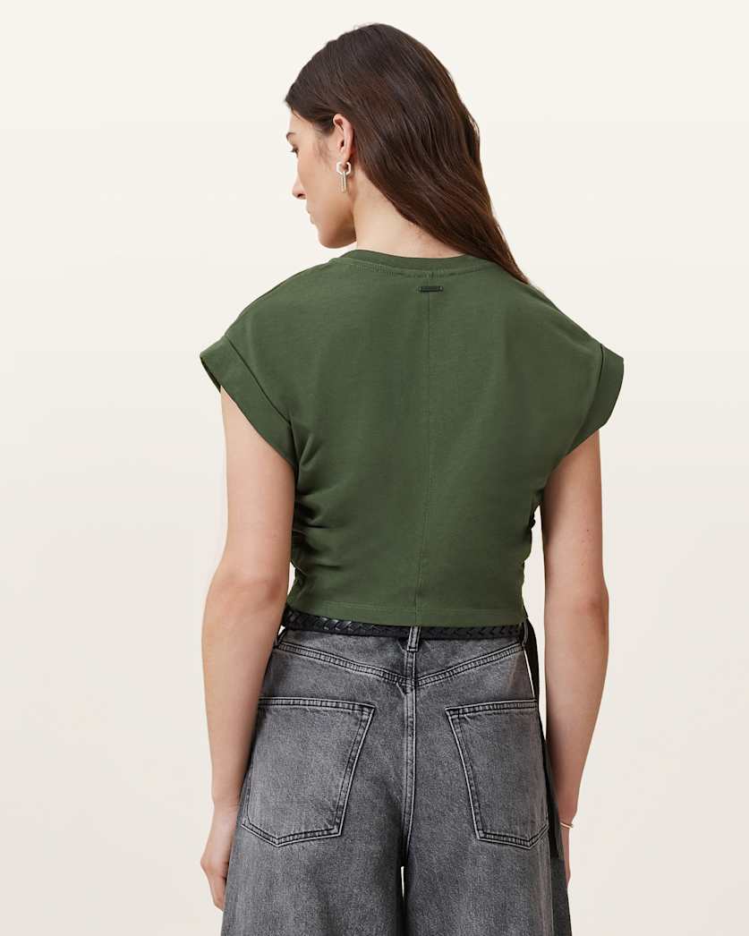 Mira Cropped Satin Drawcord T-Shirt