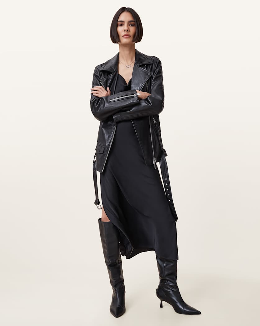 Billie Relaxed Fit Leather Biker Jacket