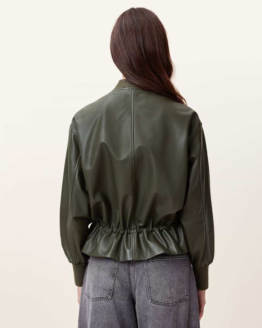 Sofi Drawstring Leather Bomber Jacket