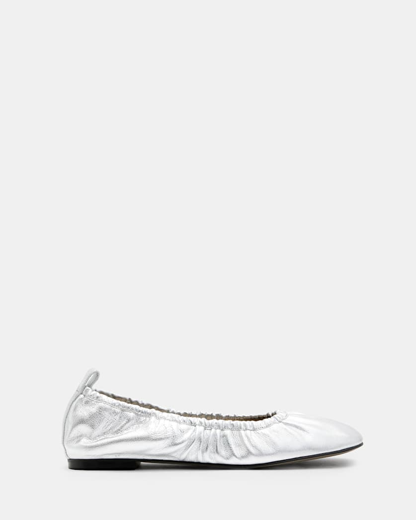 Alia Metallic Leather Ribbon Ballet Pumps
