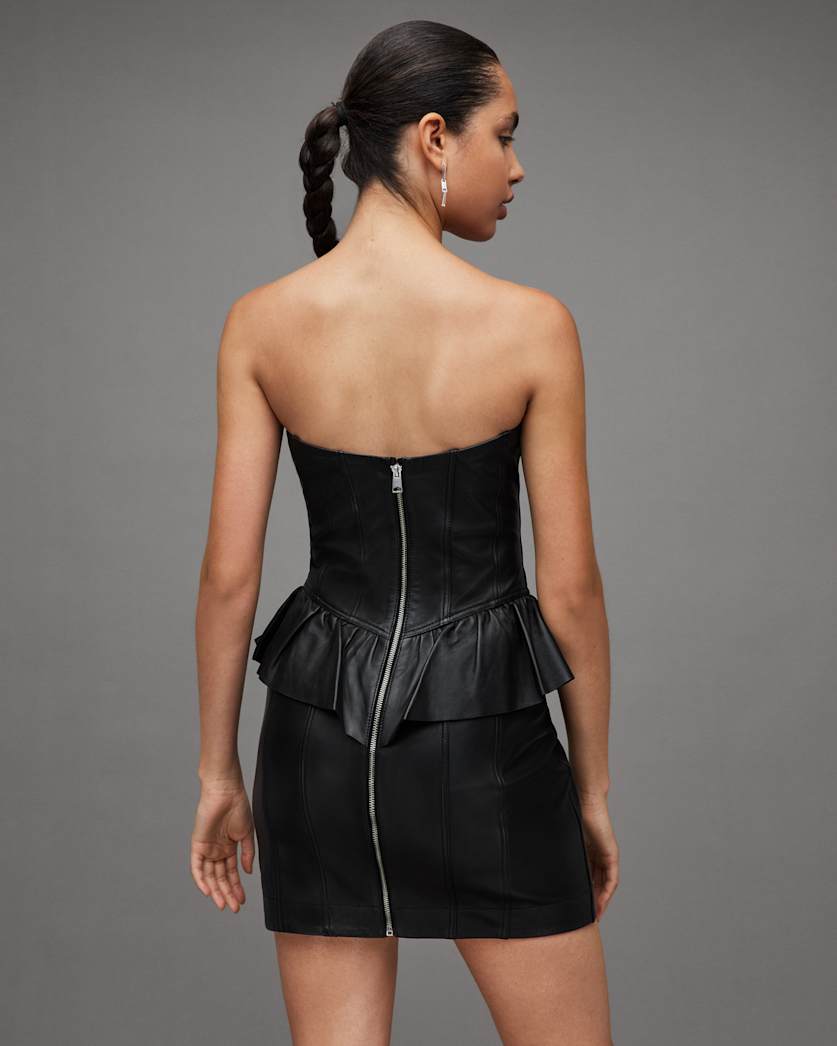 Cassie Leather Ruffle Mini Dress