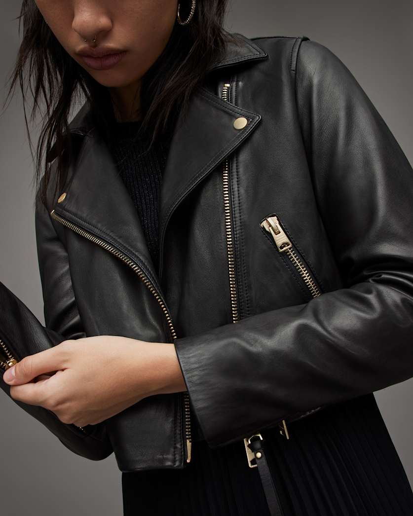 Dalby Cropped Leather Biker Jacket
