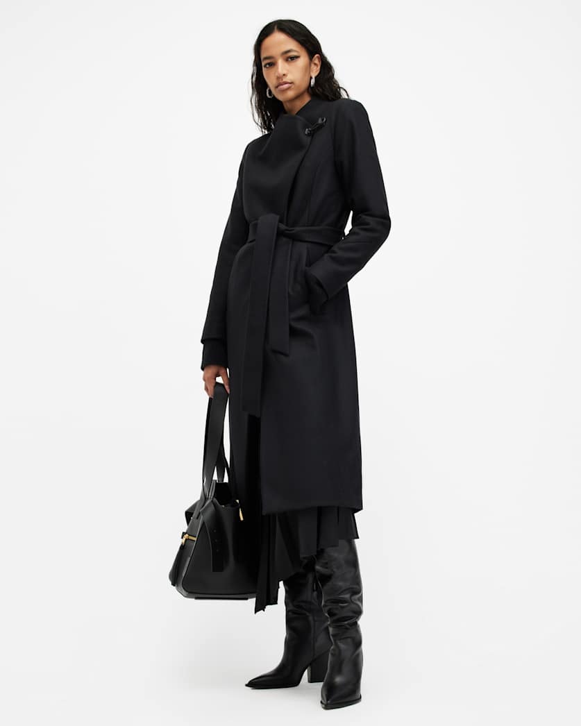 Riley Wrap Around Belted Long Line Coat