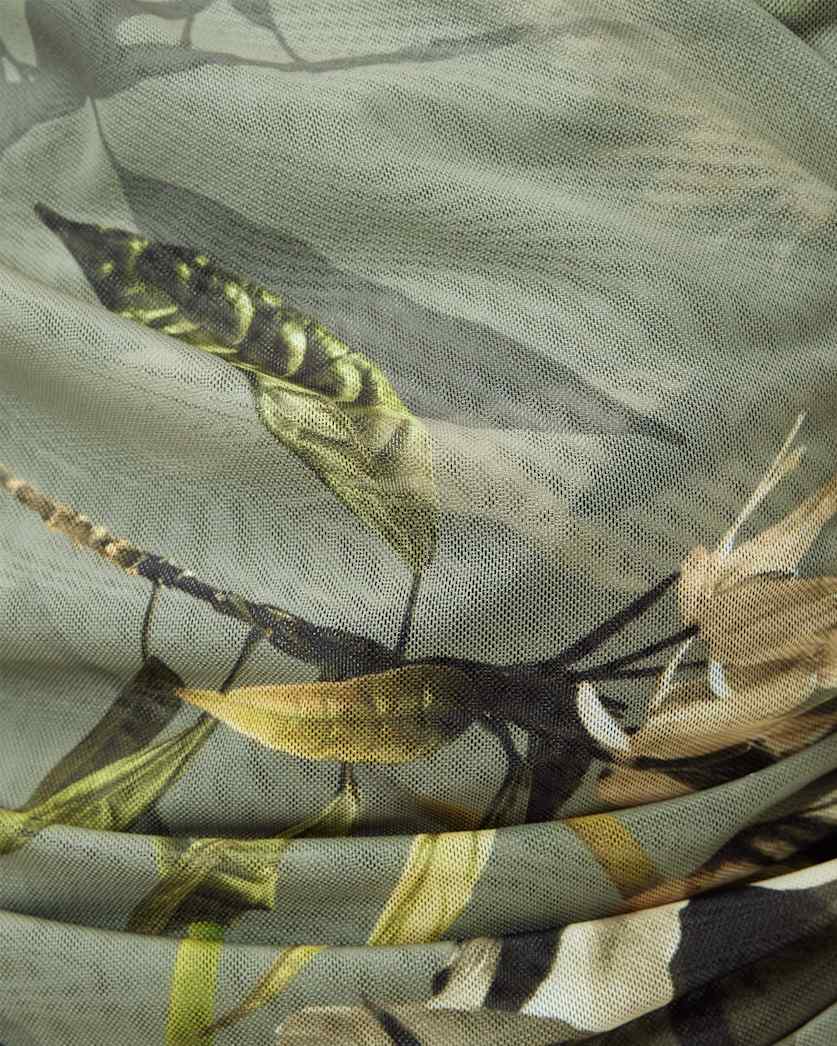 Hanako Print Mesh Wrap Top