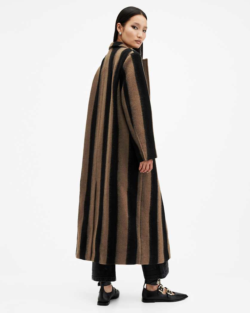 James Wool Blend Striped Maxi Coat