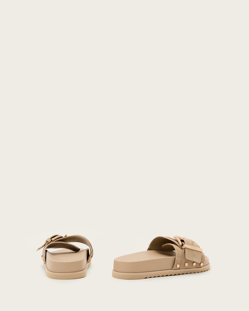 Ellie Studded Buckle Leather Sliders