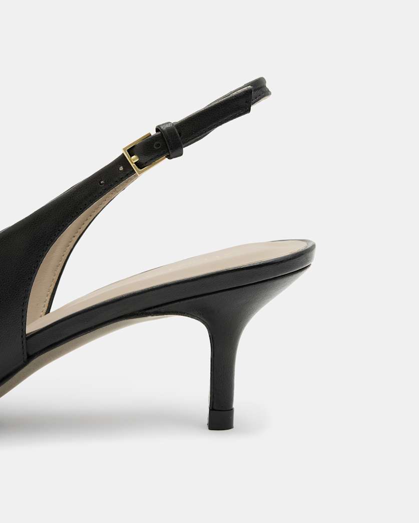 Grace Leather Chain Slingback Heels