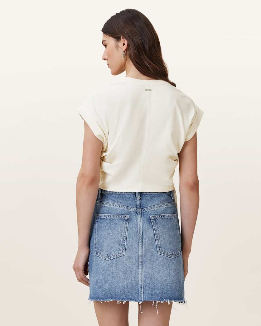 Mira Cropped Satin Drawcord T-Shirt