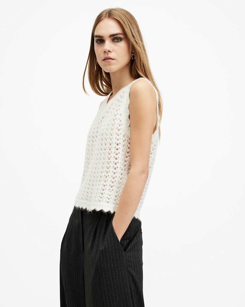 Vivian Open Stitch V-Neck Tank Top
