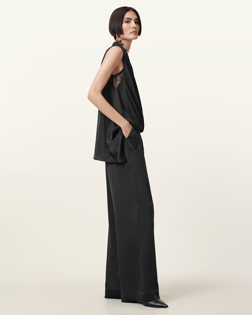 Abi Lace Trim Draped Top