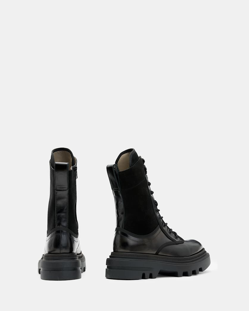 Alexia Lace Up Chunky Leather Boots