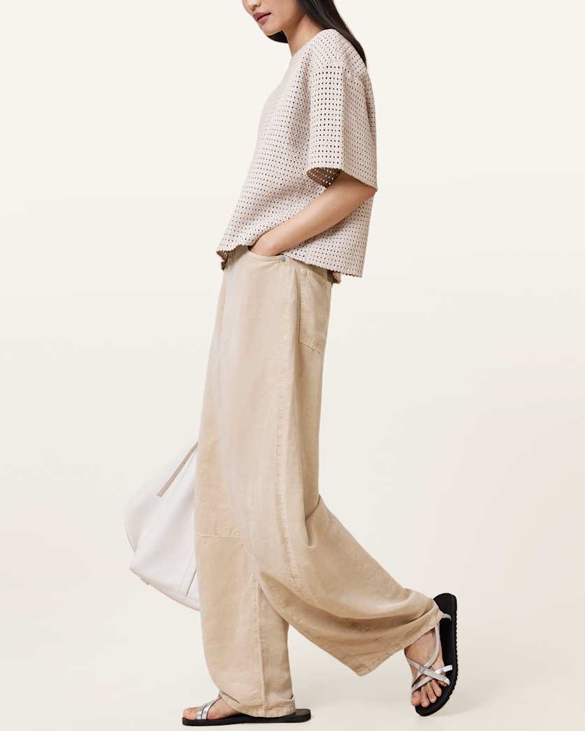Jett Barrel Leg Linen Blend Trousers