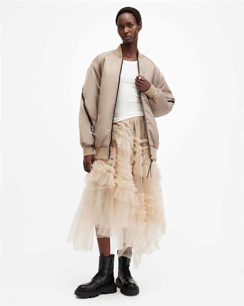 Jen Tulle Asymmetric Maxi Skirt