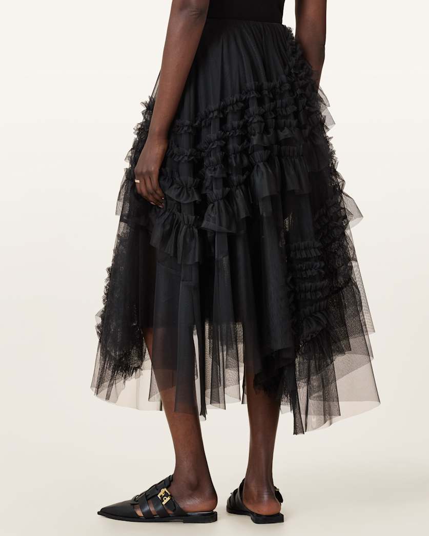 Jen Tulle Asymmetric Maxi Skirt