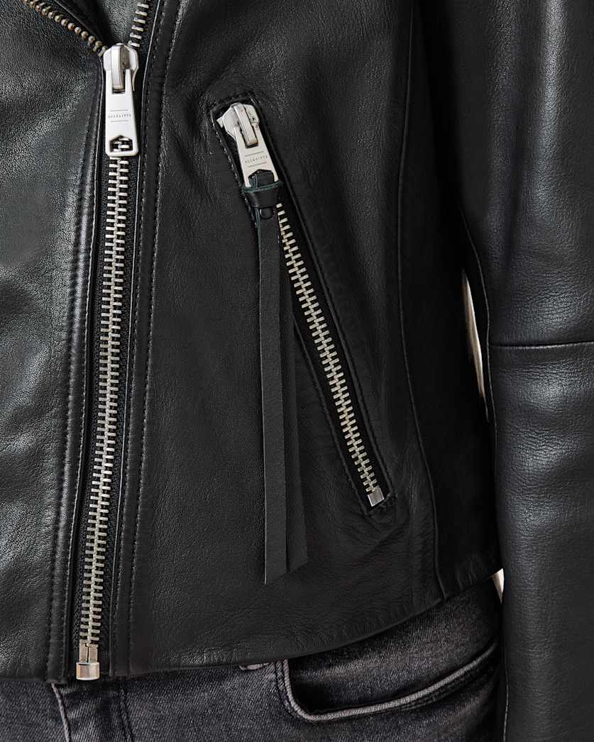 Dalby Slim Fit Leather Biker Jacket