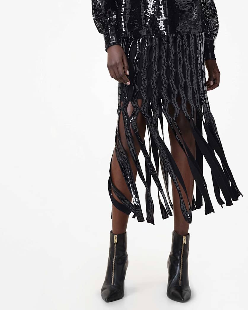 Francesca Embellished Fringe Midi Skirt