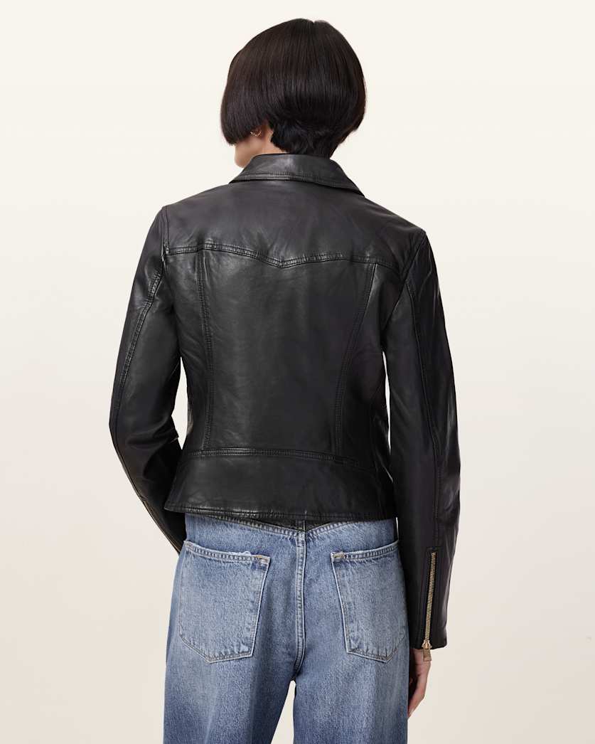 Vela Slim Fit Leather Biker Jacket