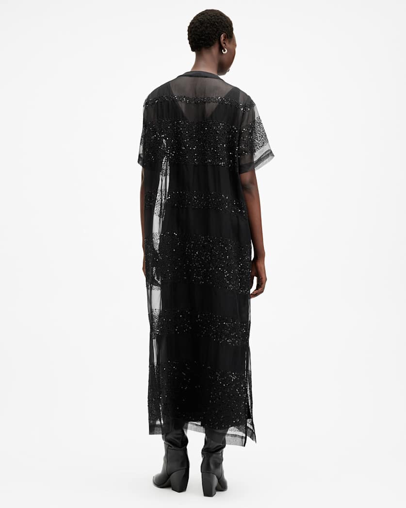 Izabela Embellished Mesh Maxi Dress