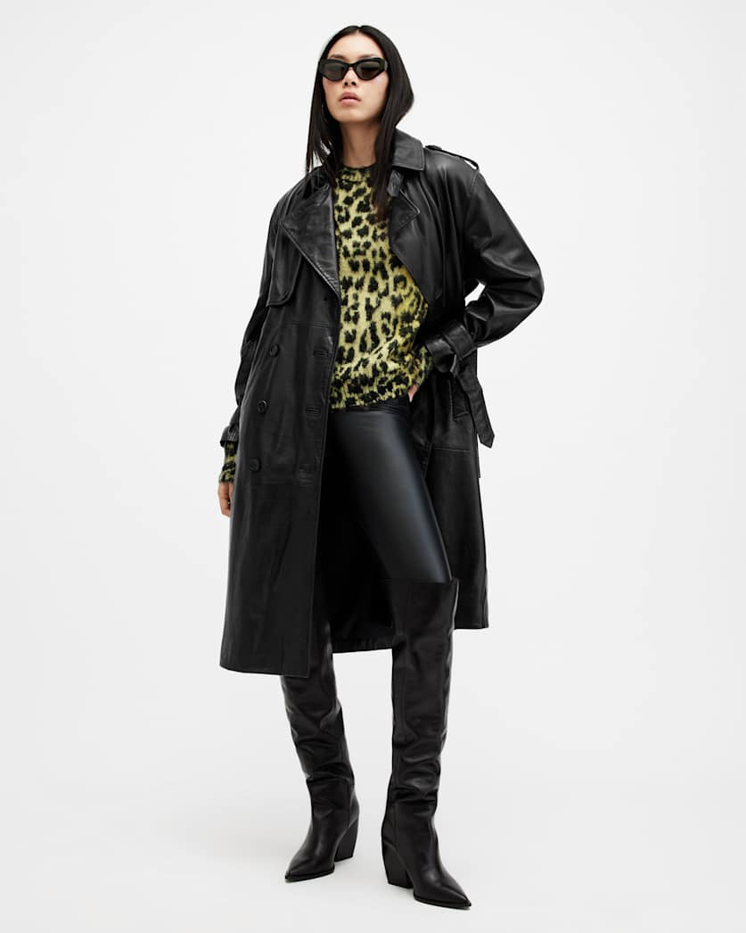 Hendry Relaxed Fit Leather Trench Coat