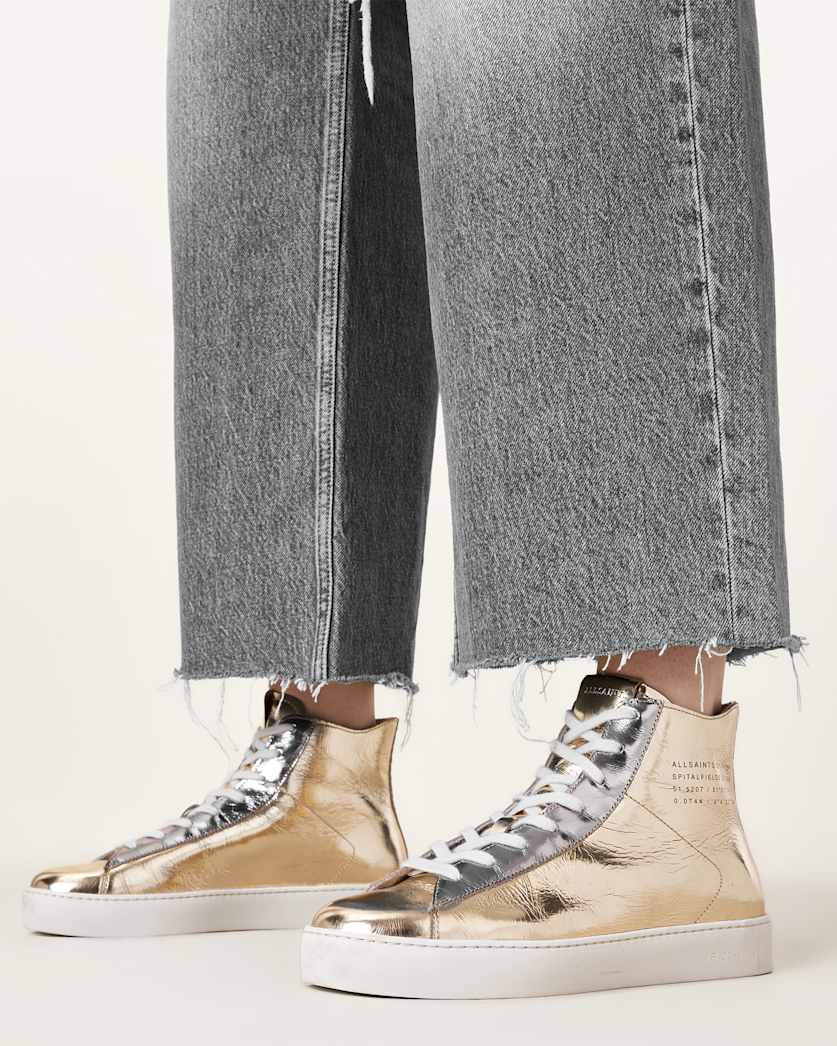 Tana Metallic Leather High Top Trainers
