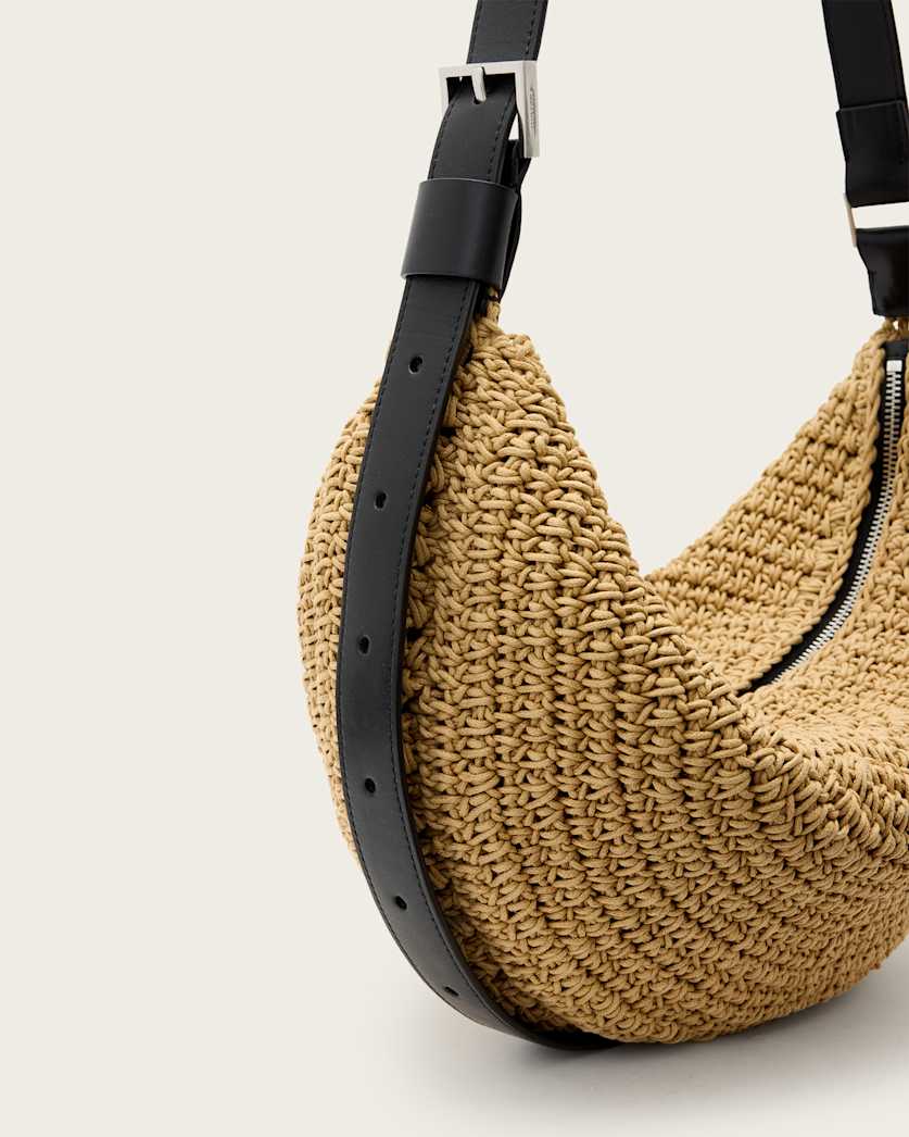 Half Moon Waxed Cotton Shoulder Bag
