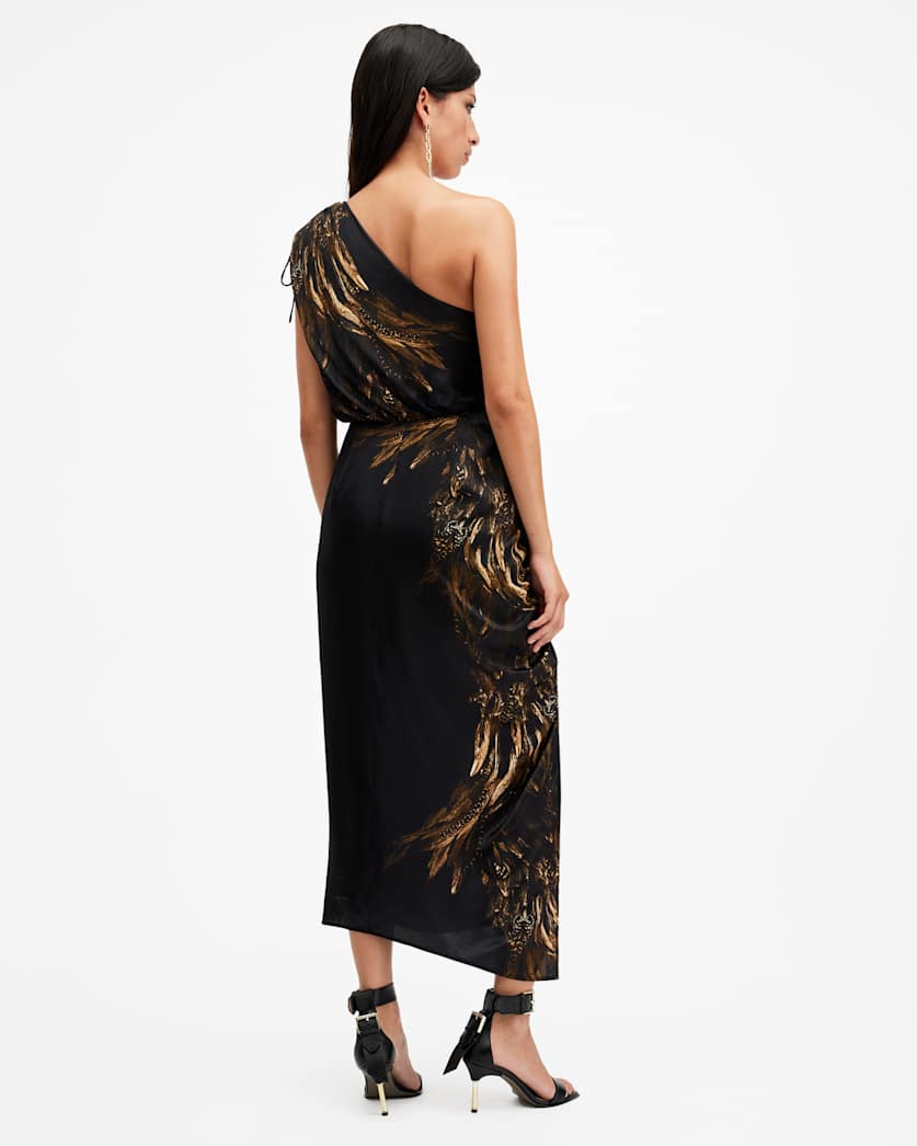 Laura Silk Blend One Shoulder Maxi Dress