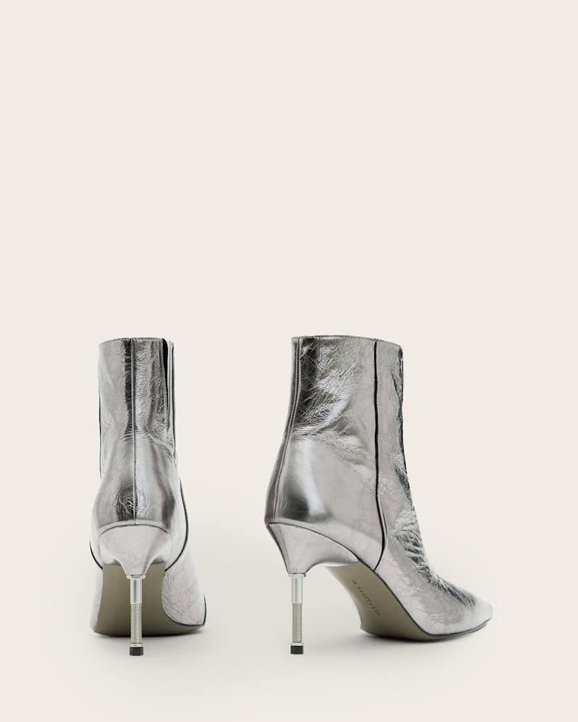 Natasha Pointed Metallic Leather Boots