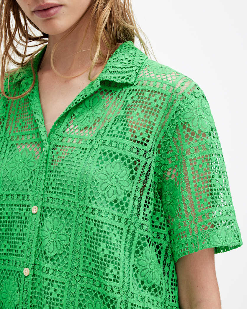 Athea Crochet Mini Shirt Dress