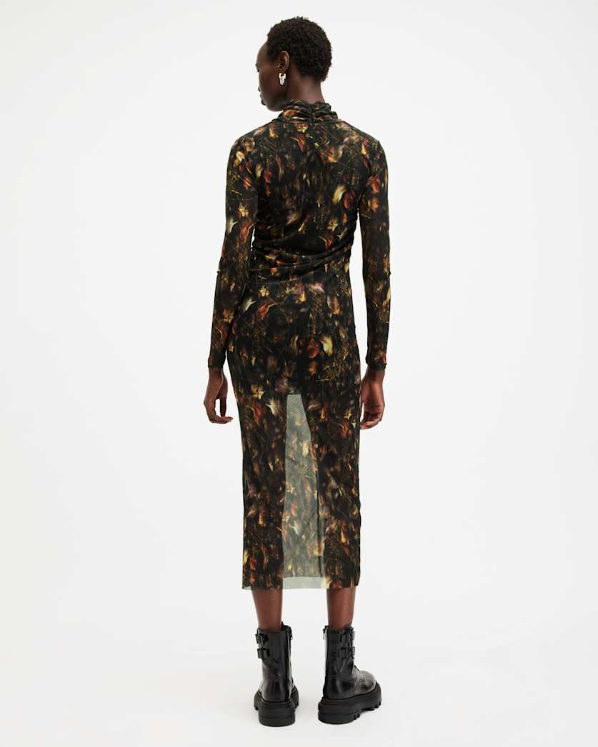 Tia Mesh Printed Midi Dress