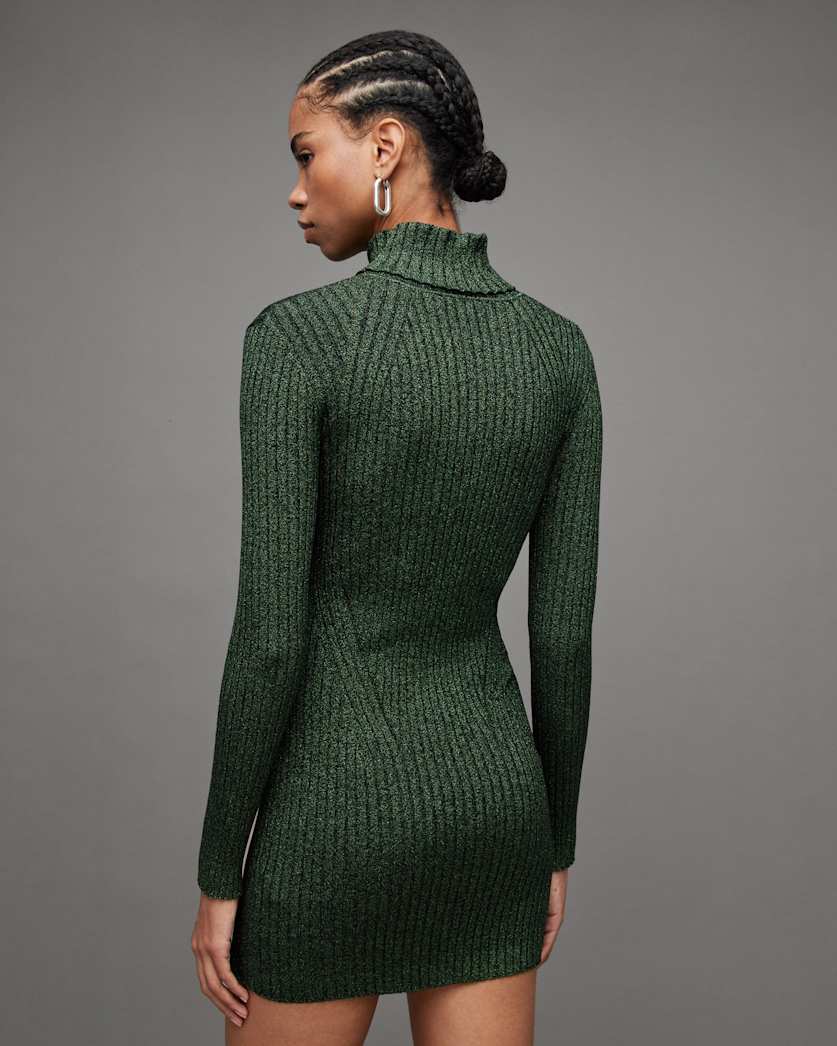 Juliette Roll Neck Metallic Mini Dress