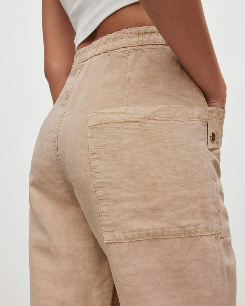 Val High-Rise Cargo Linen Blend Trousers