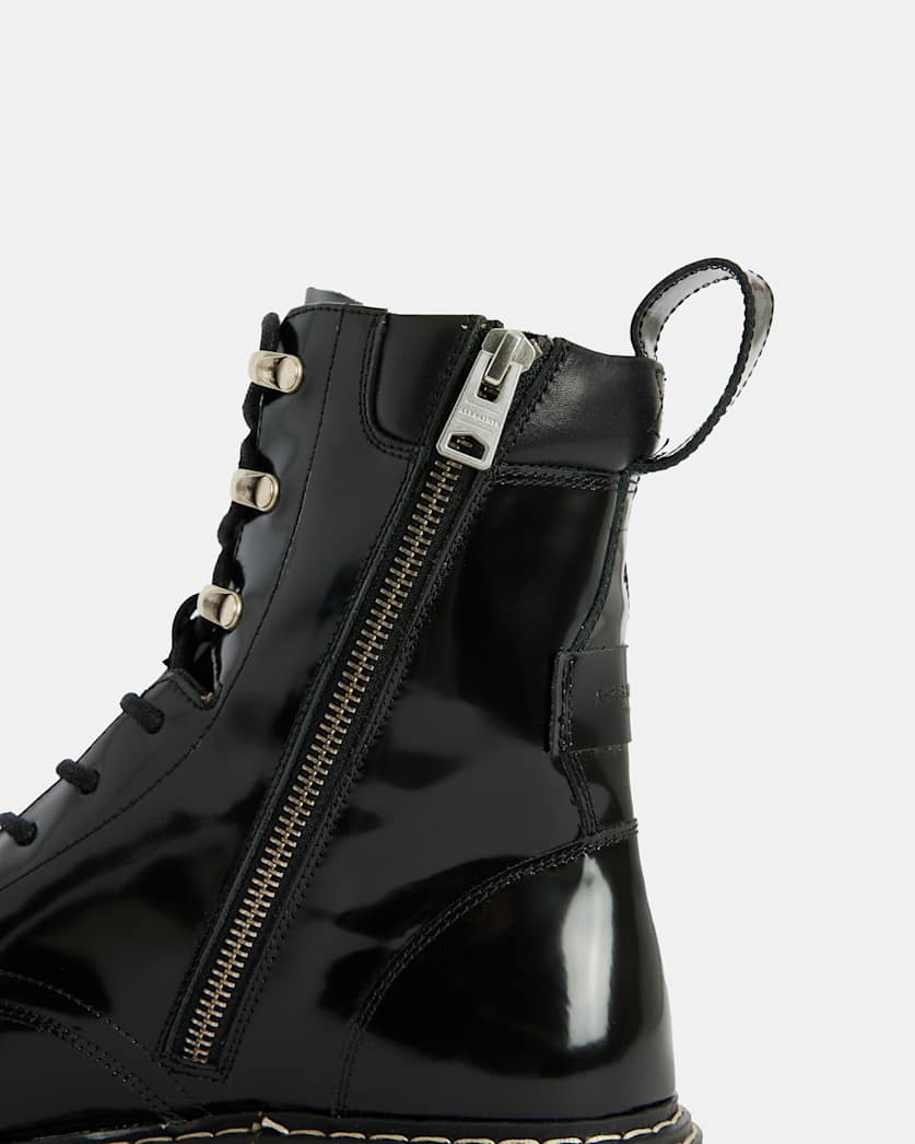 Heidi Shiny Leather Lace Up Boots