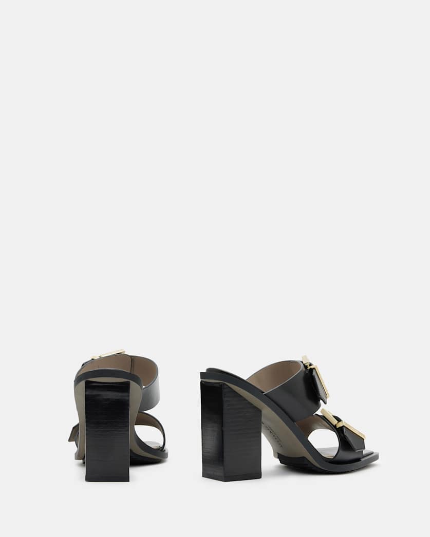 Camille Leather Buckle Strap Block Heels