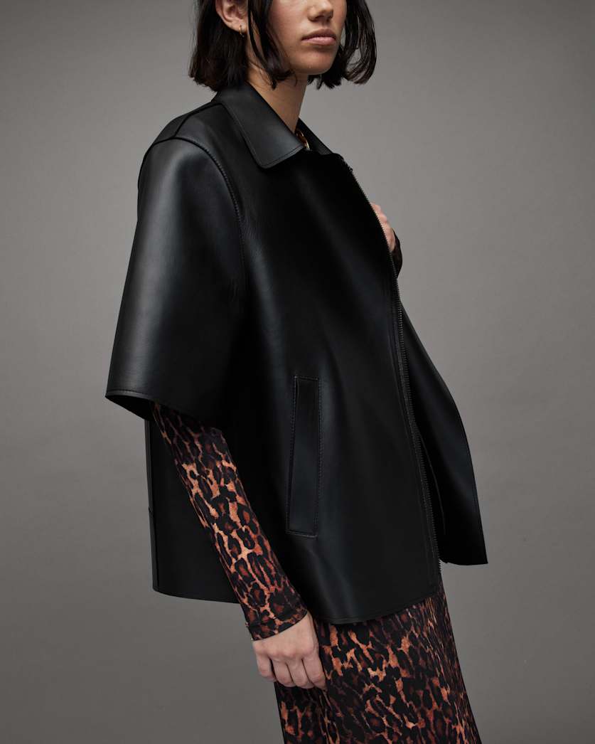 Bayla Bonded Leather Short Sleeve Jacket