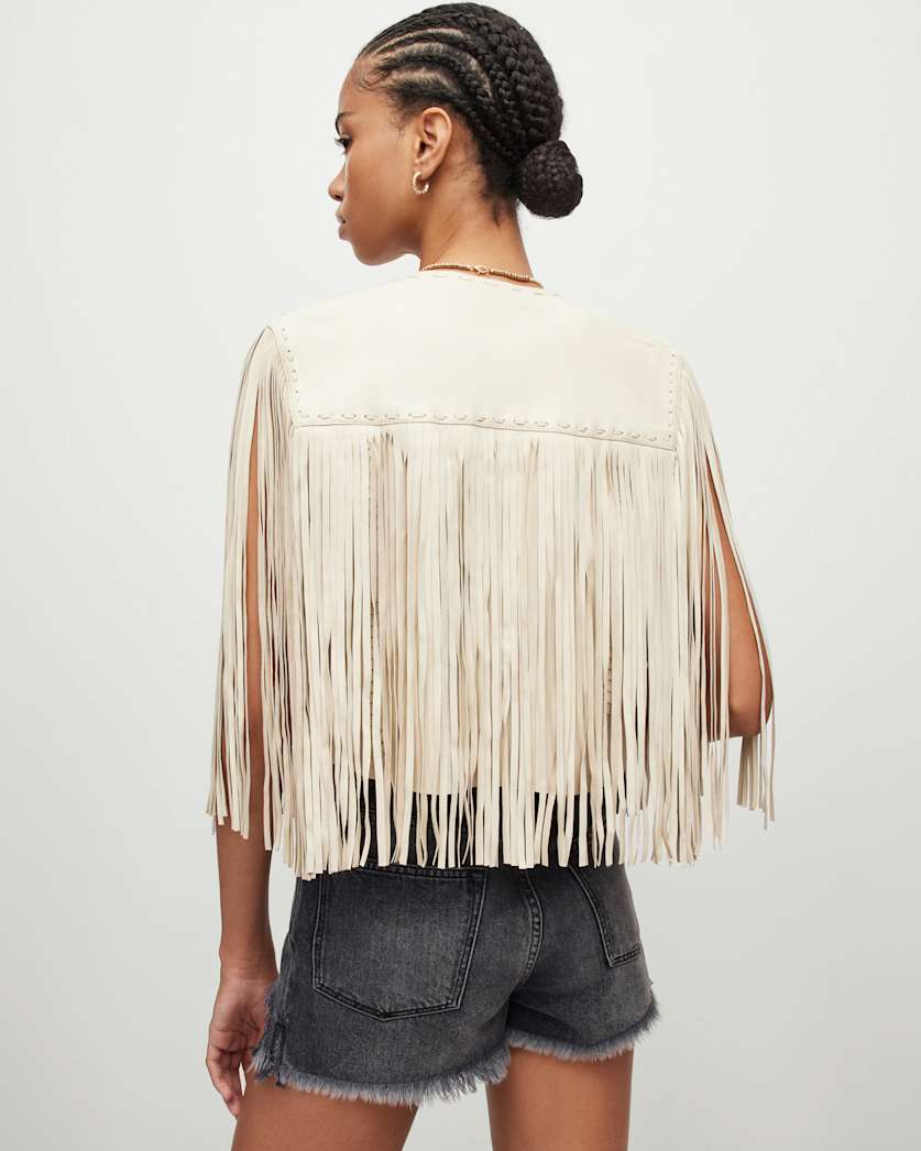 Astral Leather Fringed Gilet