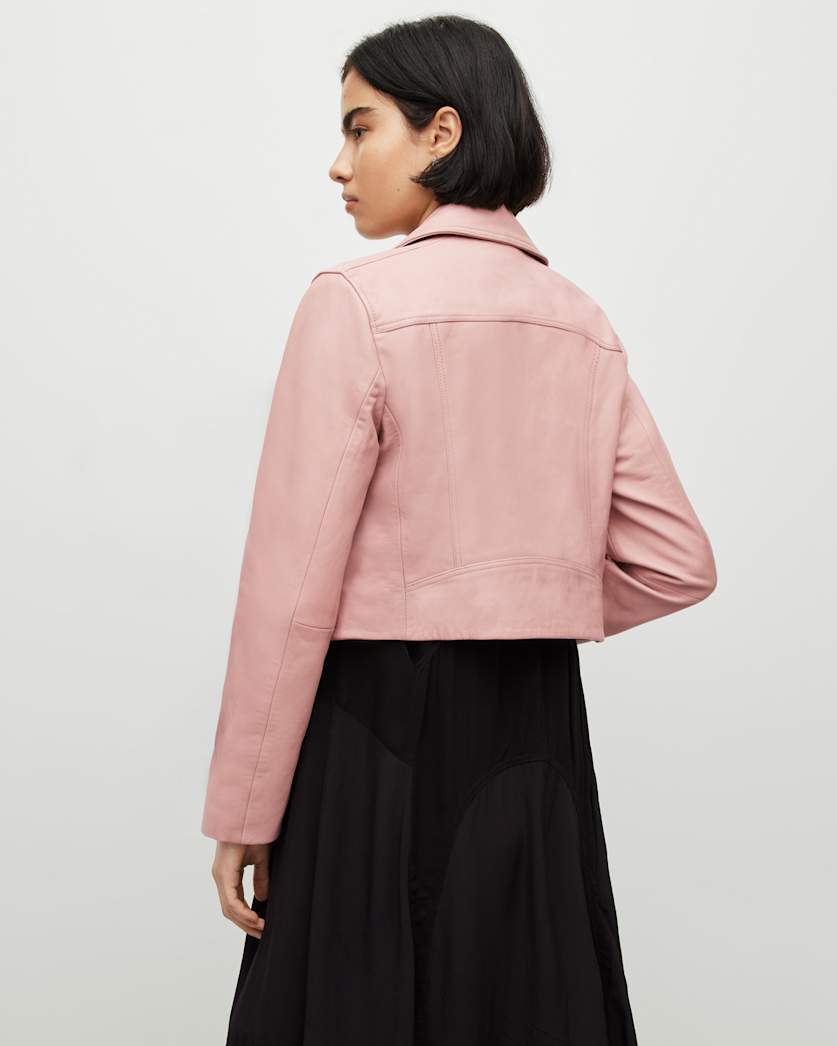 Elora Cropped Leather Biker Jacket
