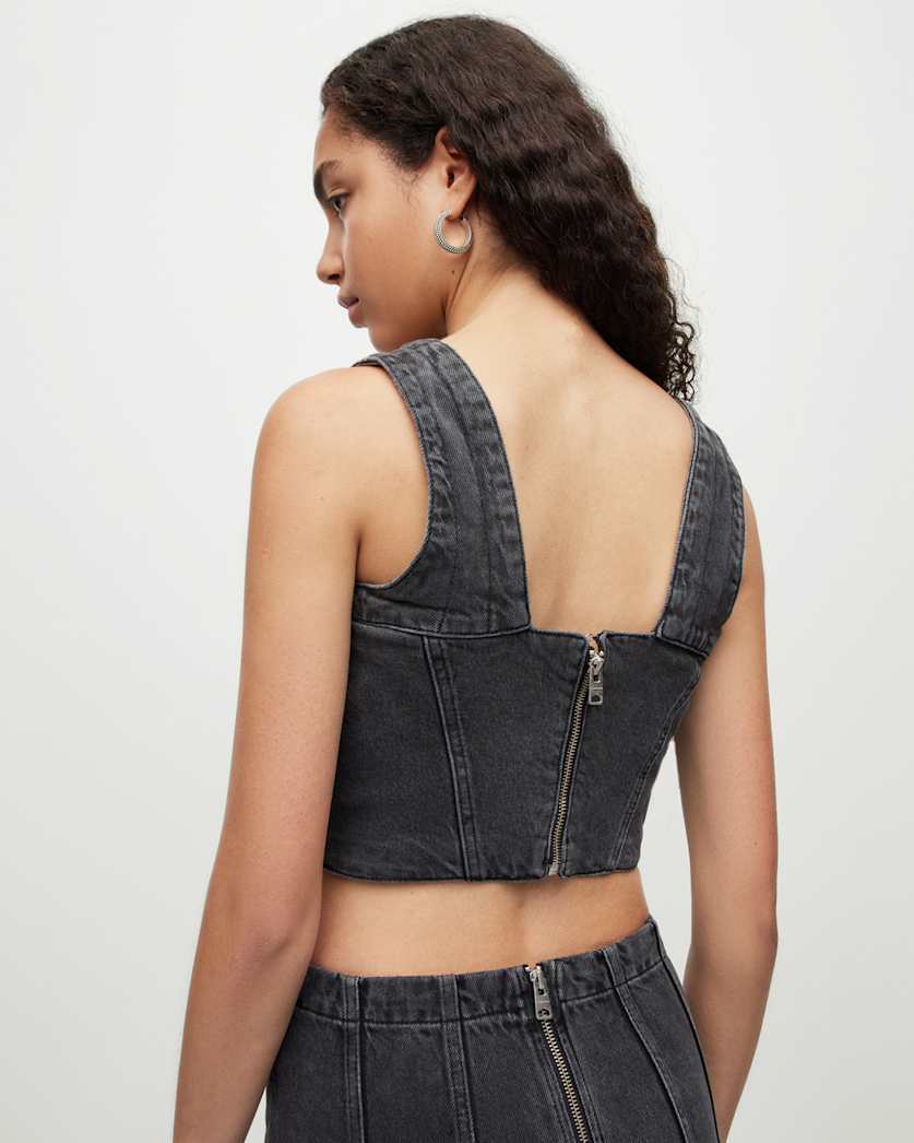 Charli Denim Cropped Corset Top