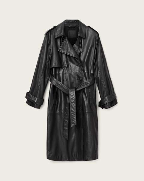 Hendry Relaxed Fit Leather Trench Coat