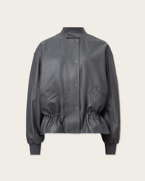 Sofi Drawstring Leather Bomber Jacket
