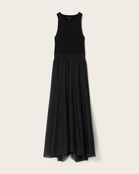 Zenia Sleeveless Asymmetric Midi Dress