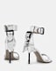 Noir Metallic Leather High Heel Sandals