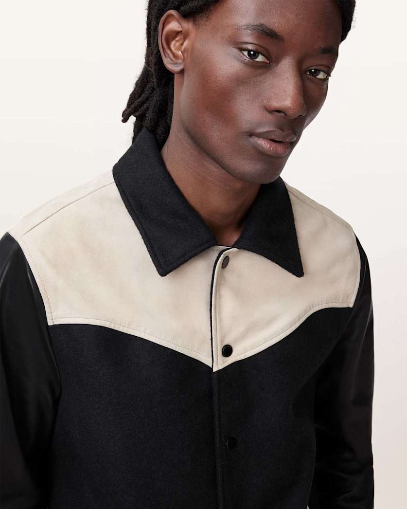 Endleton Contrast Leather Bomber Jacket