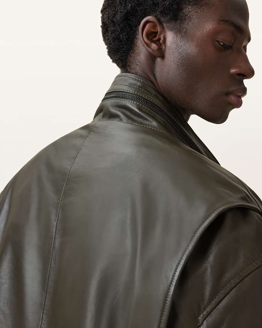 Halton Funnel Collar Leather Jacket